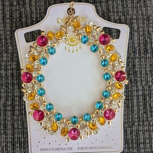 Multicolor Crystal Collar Statement Necklace